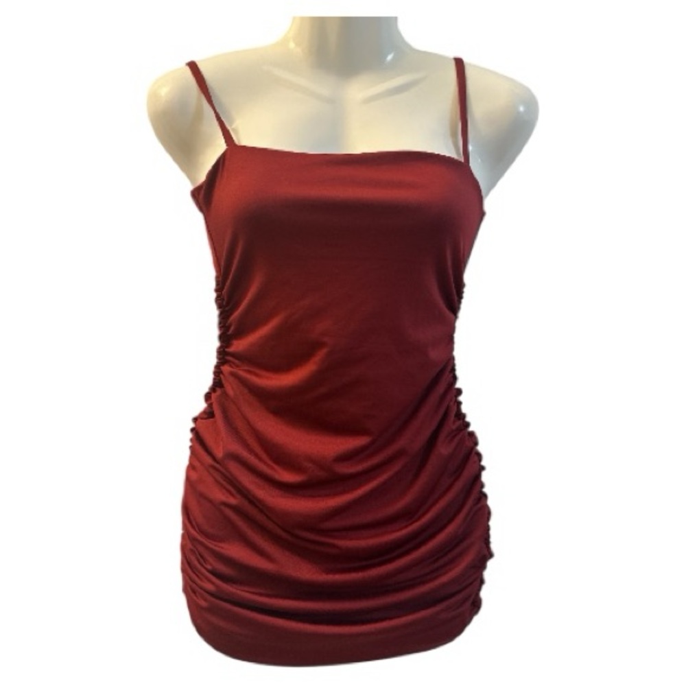Elegant Red Ruched Dress